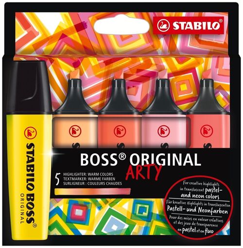 Surligneurs - Etui carton x 5 STABILO BOSS ORIGINAL ARTY - couleurs chaudes