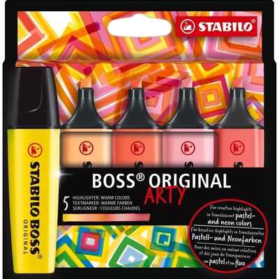 Surligneurs - Etui carton x 5 STABILO BOSS ORIGINAL ARTY - couleurs chaudes