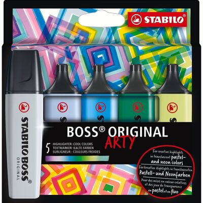 Textmarker – Kartonetui x 5 STABILO BOSS ORIGINAL ARTY – kalte Farben