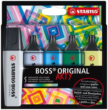 Surligneurs - Etui carton x 5 STABILO BOSS ORIGINAL ARTY - couleurs froides 1