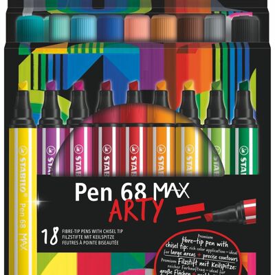 Chisel tip markers - Cardboard case x 18 STABILO Pen 68 MAX ARTY