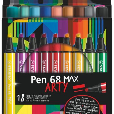 Feutres pointe biseautée - Etui carton x 18 STABILO Pen 68 MAX ARTY