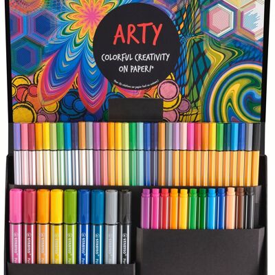 STABILO ARTY creative box 100% markers x 55 pieces: 11 STABILO Pen 68 + 11 STABILO Pen 68 brush + 9 STABILO Pen 68 MAX + 12 STABILO point 88 + 12 STABILO pointMax