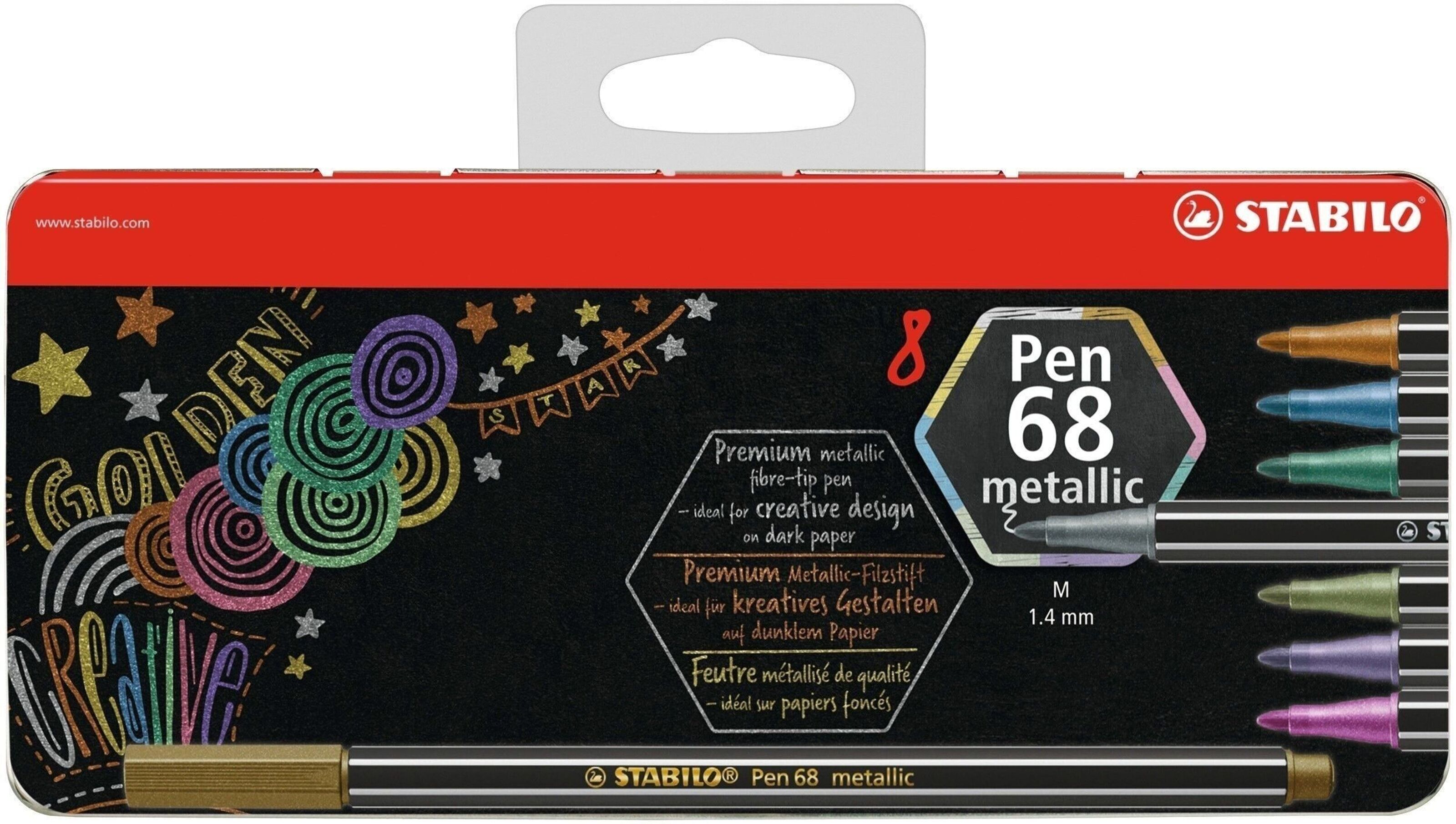Achat 8 feutres métallisés STABILO Pen 68 metallic (Boîte métal