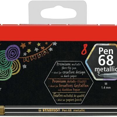 Metallic pens - 8 STABILO Pen 68 metallic (Metal box)