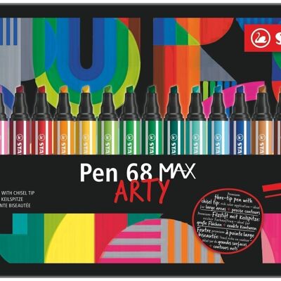 Chisel tip markers - Metal box x 20 STABILO Pen 68 MAX ARTY