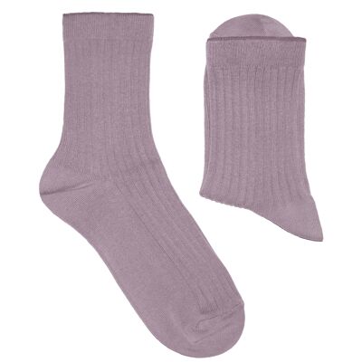 Chaussettes Côtelées Femme >>Caille<< Chaussettes unies en coton