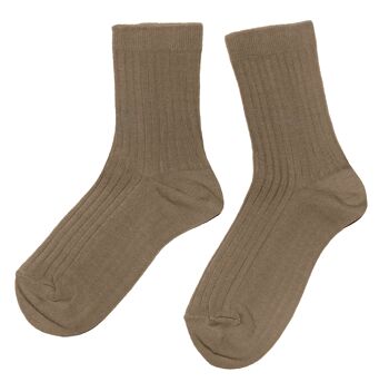 Chaussettes Côtelées Femme >>Olive<< Chaussettes unies en coton 2