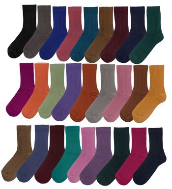 Chaussettes Côtelées Femme >>Beige Chiné<< Chaussettes unies en coton 3