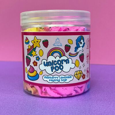 WHIPPED SOAP -  Neon Unicorn Colouring. Bright, Topped with Biodegradable Glitter. Raspberry Lemonade Scented. Handmade in the UK.