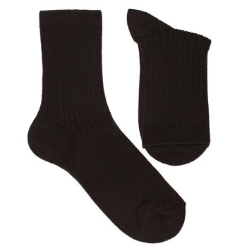 Chaussettes Côtelées Femme >>Marron<< Chaussettes unies en coton 1