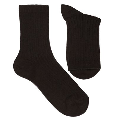 Calzini a coste per Donna >>Marrone<< Calzini in cotone tinta unita