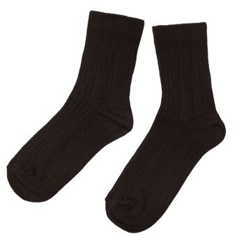 Chaussettes Côtelées Femme >>Marron<< Chaussettes unies en coton 2