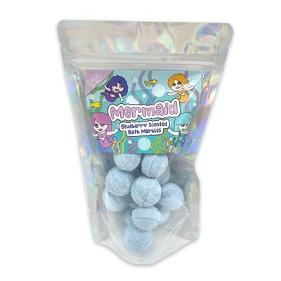 Mermaid Bath Marbles. Blueberry Scented Mini Bath Marbles - Pack of 12.  Handmade in the UK.