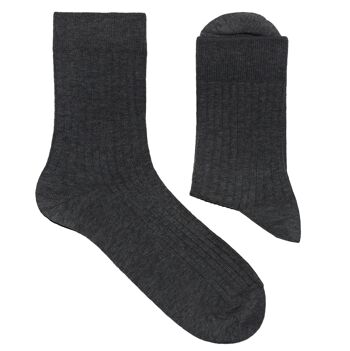 Chaussettes Côtelées Femme >>Anthracite<< Chaussettes unies en coton 1