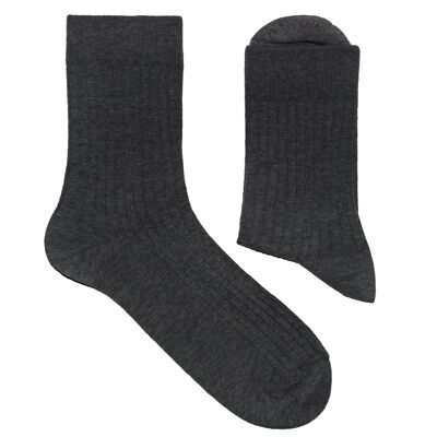 Ribbed Socks for Women >>Anthracite<< Plain color cotton socks