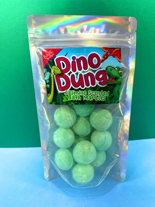 Dino Dung Bath Marbles. Pack of 12 Dinosaur Themed Bath Marbles. Jasmine Scented.