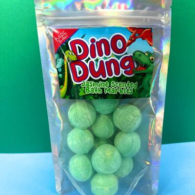 Canicas de baño Dino Dung. Paquete de 12 canicas de baño con temática de dinosaurios. Con aroma a jazmín.