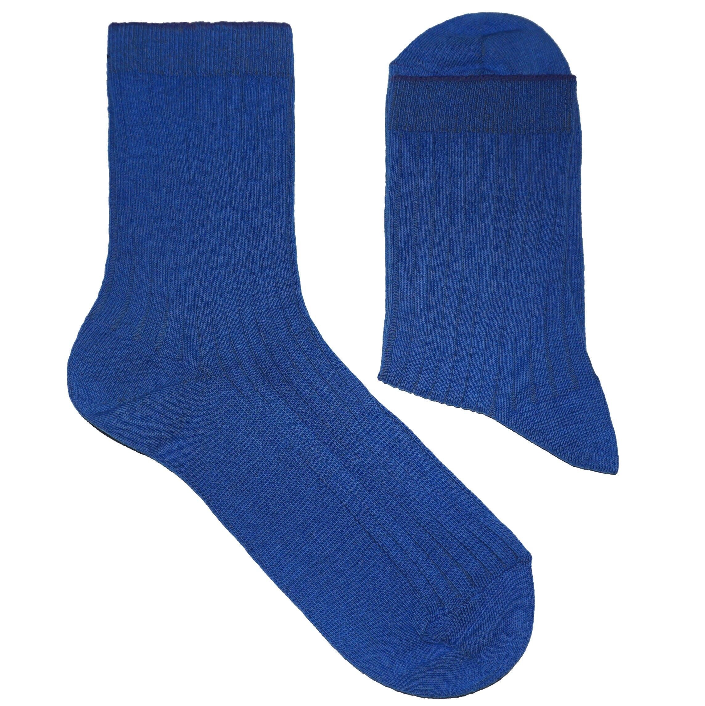 Rippsocken für Damen >>Enzian<< Unifarbene Baumwollsocken weiche Baumwolle