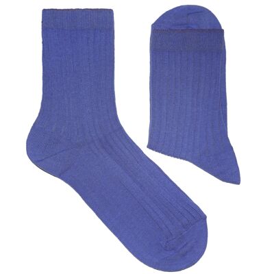 Gerippte Socken für Damen >>Hellviolett<< Unifarbene Baumwollsocken weiche Baumwolle