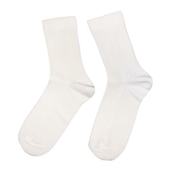 Chaussettes côtelées pour femme >>Latte<< Chaussettes unies en coton doux 2