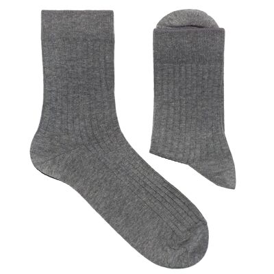 Gerippte Socken für Damen >>Heather Gray<< Unifarbene Baumwollsocken weiche Baumwolle