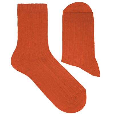 Ribbed Socks for Women >>Papaya<< Plain color cotton socks