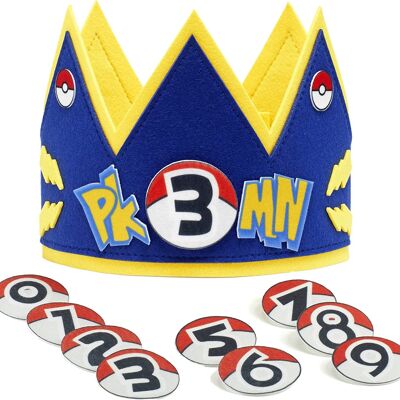 Children's Birthday Crown - Felt Fabric Crown with Interchangeable Numbers from 1 to 9 - Nice Birthday Decoration for Girl Boy Original Gift