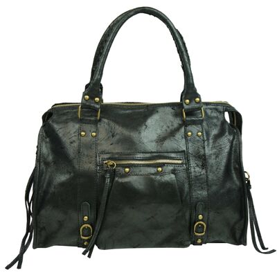 Large Naples Leather Handbag 58035 Black