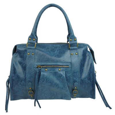 Large Naples Leather Handbag 58035 Blue