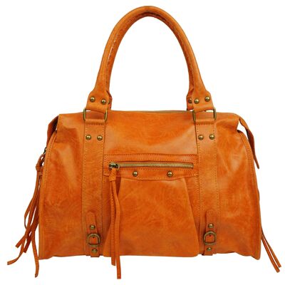 Borsa a mano grande in pelle Naples 58035 arancione