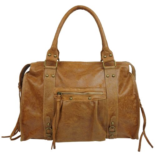 Sac à main en cuir Grand Naples 58035 Camel