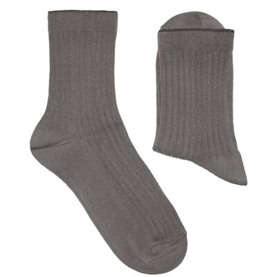 Ribbed Socks for Women >>Dove Grey<< Plain color cotton socks