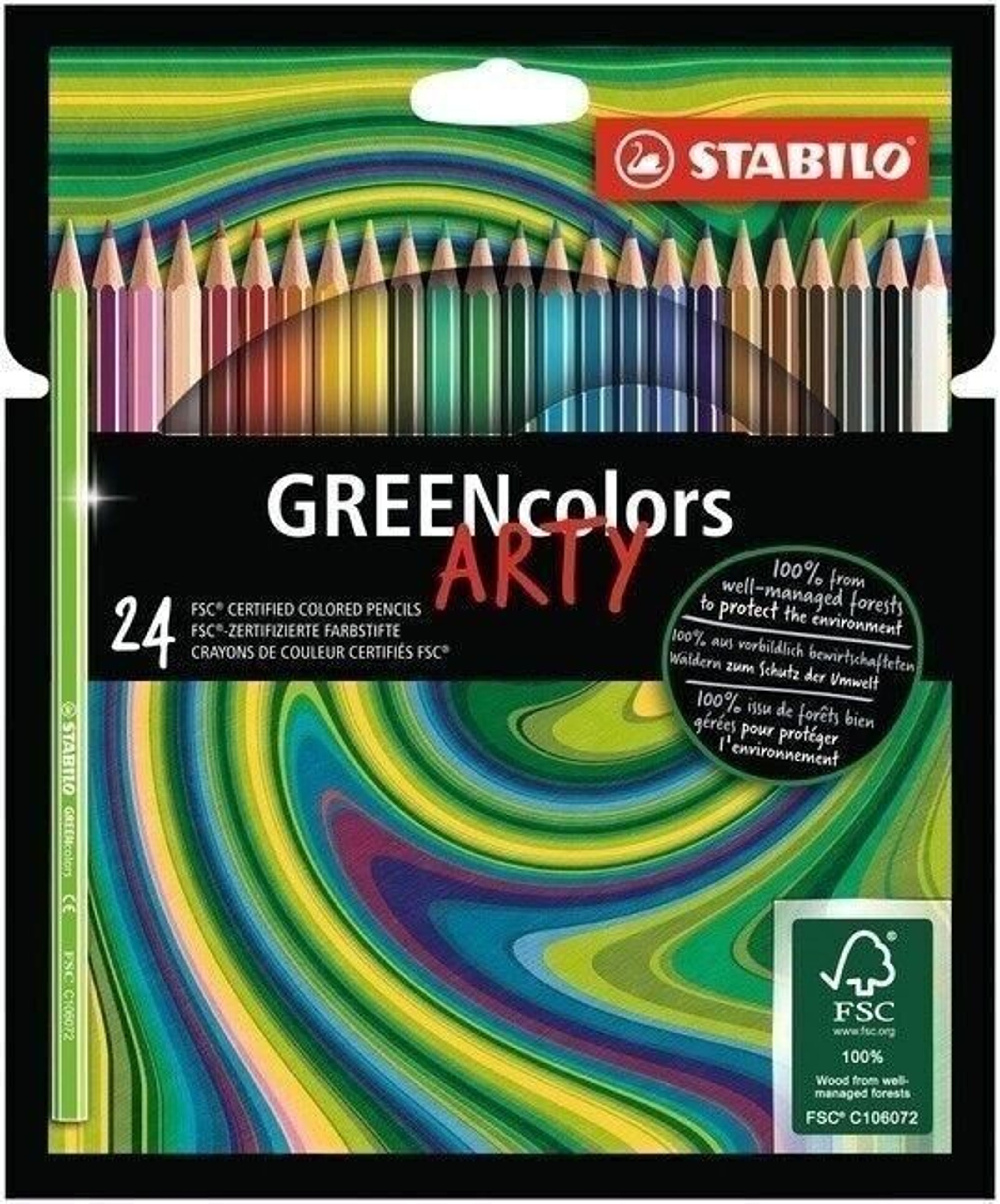 4 crayons marqueurs STABILO MARKdry + 1 taille-crayon + 1 chiffonnette -  rouge + bleu + vert + noir