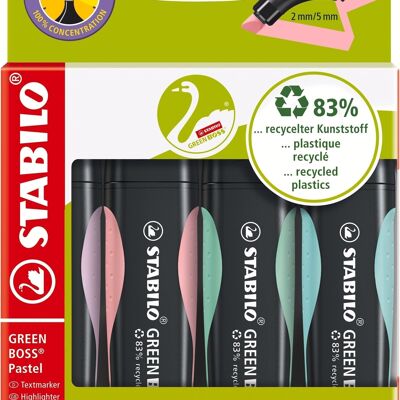 Surligneurs - 4 x STABILO GREEN BOSS Pastel - lilas + rose + menthe +turquoise