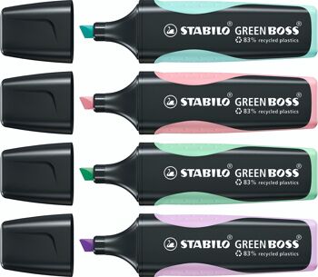 Surligneurs - 4 x STABILO GREEN BOSS Pastel - lilas + rose + menthe +turquoise 3