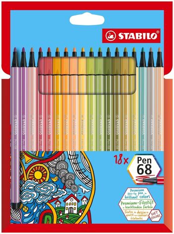 Feutres de dessin - Etui carton x 18 STABILO Pen 68 - coloris "Soft Colors" et "cocooning" 1