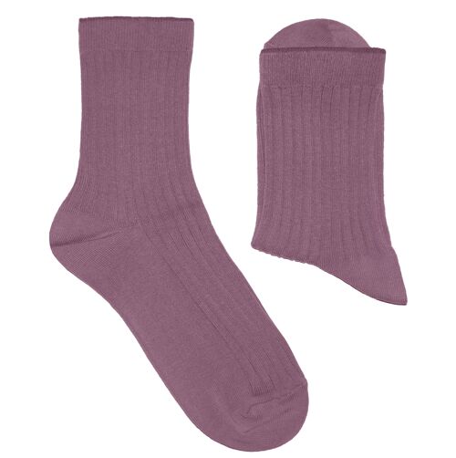 Ribbed Socks for Women >>Lilac<< Plain color cotton socks
