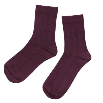 Chaussettes Côtelées Femme >>Grape<< Chaussettes unies en coton 2