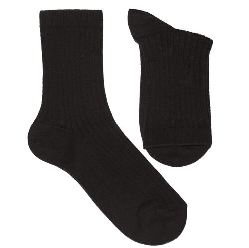 Ribbed Socks for Women >>Black<< Plain color cotton socks