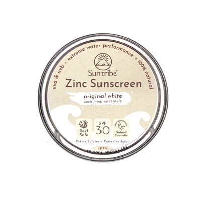 Suntribe Crème Solaire Minérale Naturelle Visage & Sport Zinc SPF 30 - BLANCHE