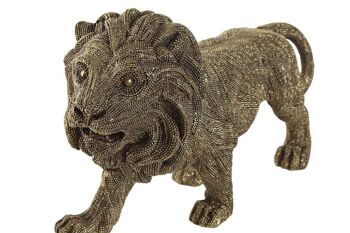 FIGURINE EN RÉSINE 30X9,4X16,7 LION DORÉ FD190287 2