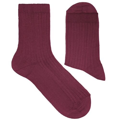Ribbed Socks for Women >>Anemone<< Plain color cotton socks