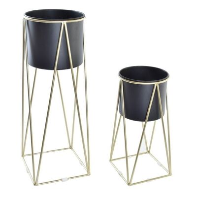 PLANTER SET 2 METAL 26X26X70 BLACK MC195929