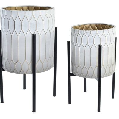 PLANTER SET 2 METAL 31X31X58 BICOLOR MC195931