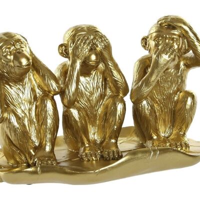 FIGURA RESINA 26X13X15,6 MONOS HOJA DORADO FD190303