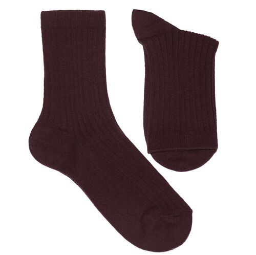 Ribbed Socks for Women >>Amaranth<< Plain color cotton socks