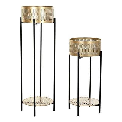 PLANTER SET 2 METAL 30X30X101 GOLDEN MC196085