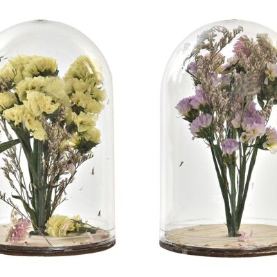 GLASS DRIED FLOWER DECORATION 8X8X13 2 ASSORTED. DH196453