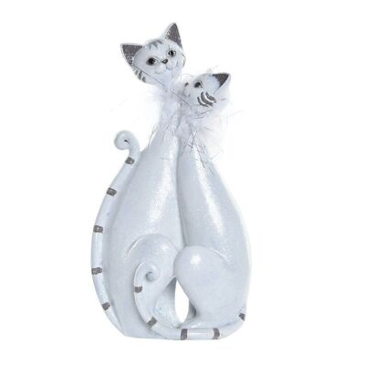 FIGURA RESINA 15X10X29 GATOS BRILLANTE BLANCO FD195839